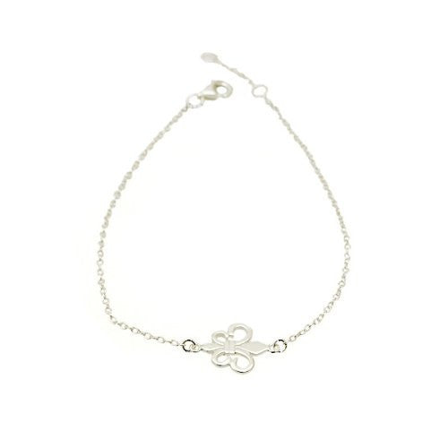 Sterling Silver Fleur de Lis Bracelet 7 inch