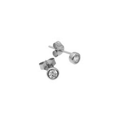 "Tiny" Sterling Silver Mini Bezel CZ Stud Earrings