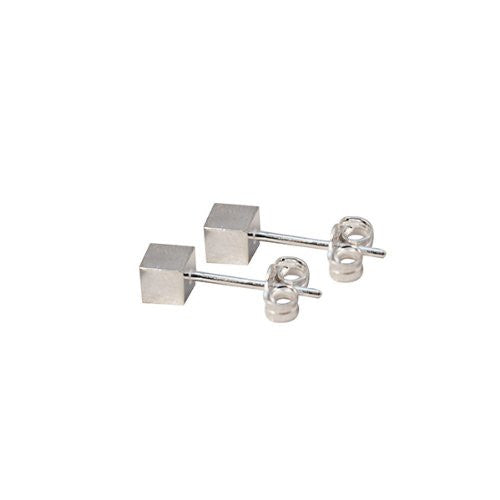 "QBK" Rosy Mini Cube Square Stud Earrings