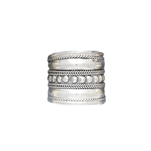 Sterling Silver Armor Style Wide Band Ring
