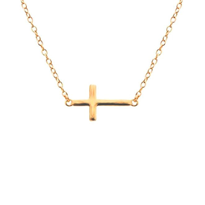 Mini Sterling Silver Sideways Cross Necklace