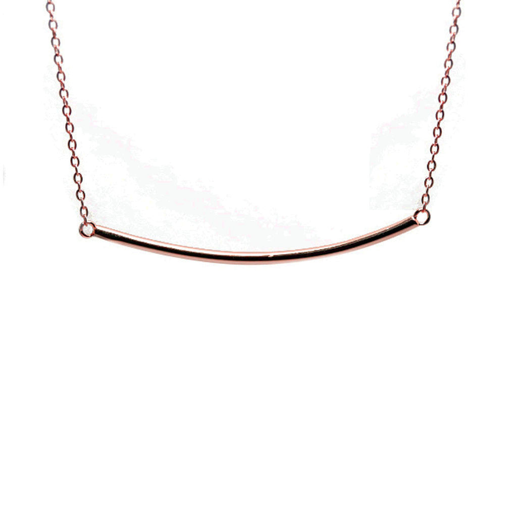 Rosy Plain Bar Necklace