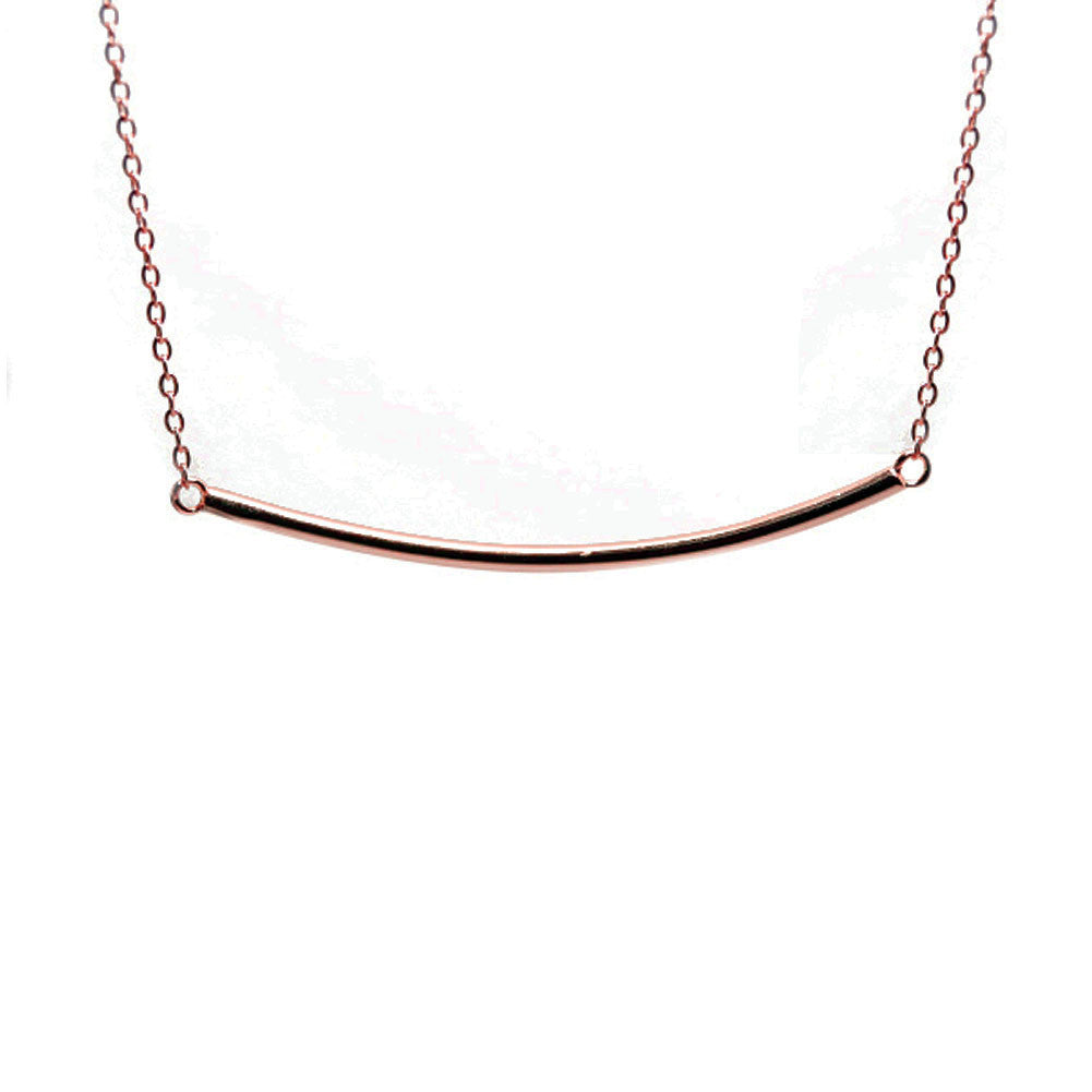Rosy Plain Bar Necklace