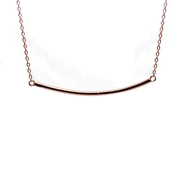 Rosy Plain Bar Necklace