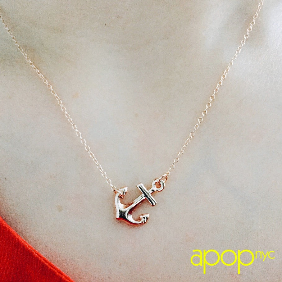 Gold-Dipped Sailing Anchor Necklace
