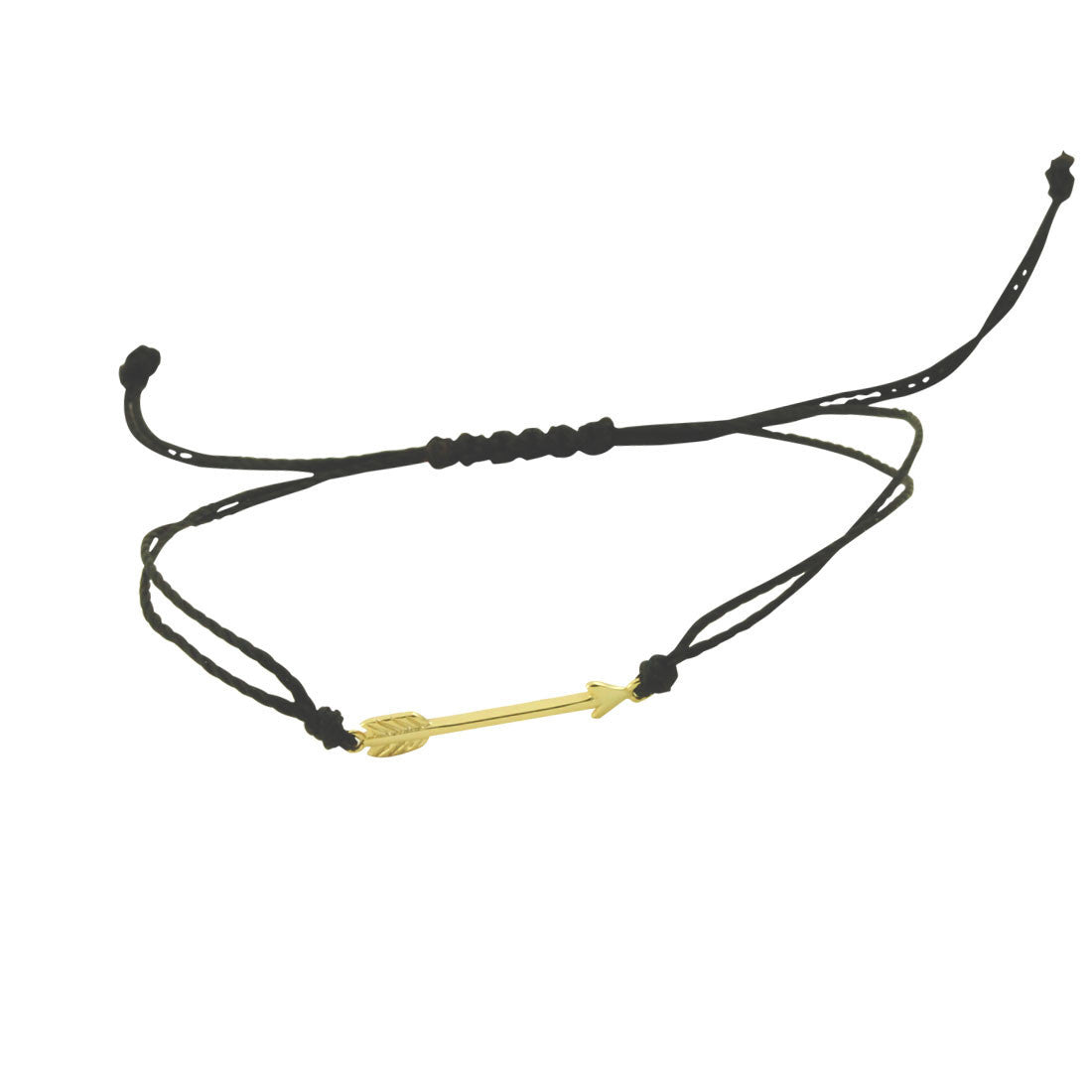 Sterling Chevron Arrow Black String Bracelet