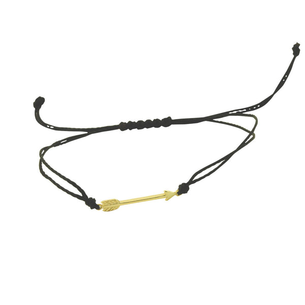 Sterling Chevron Arrow Black String Bracelet
