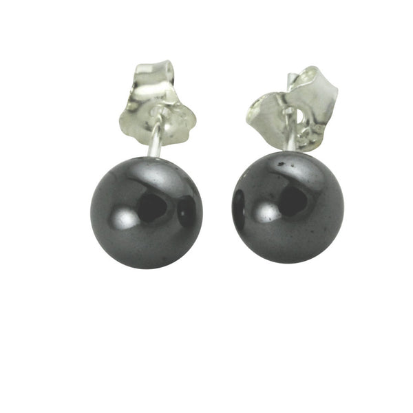 Round Hematite Earrings Studs