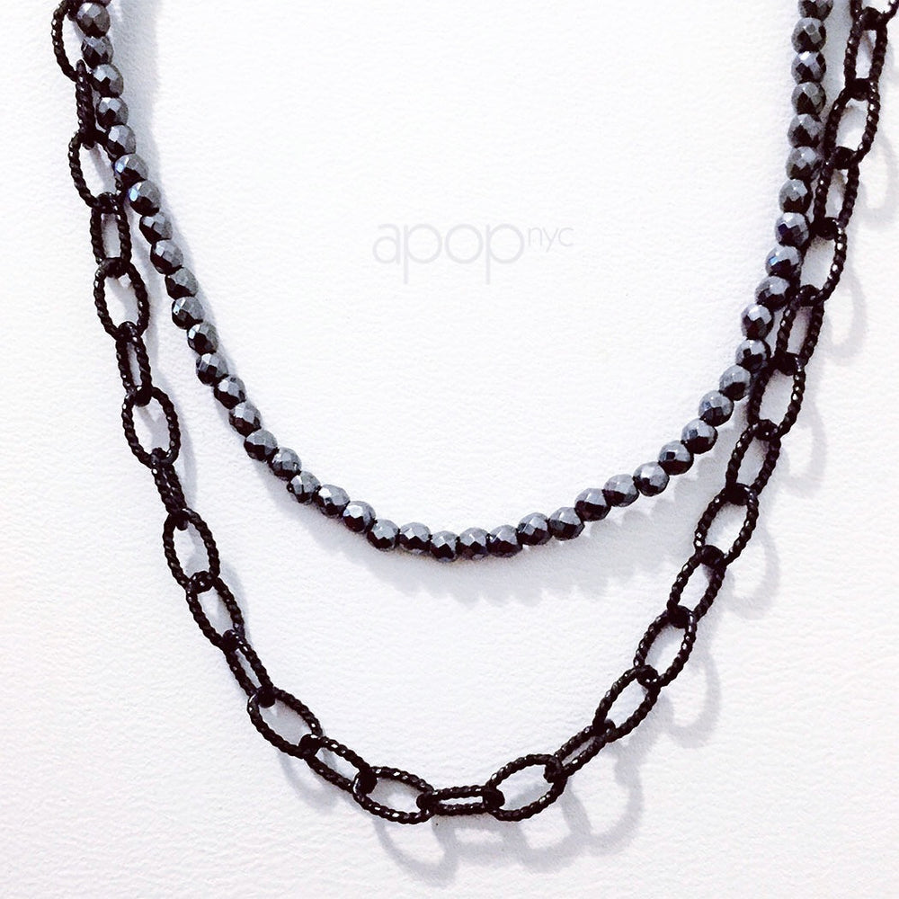 "Gryt" Black Cable Links Layering Necklace