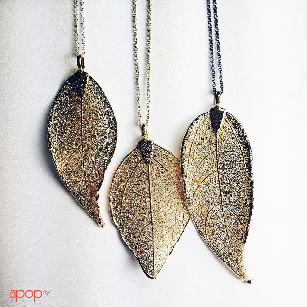 Rose Gold-Plated Organic Leaf Pendant