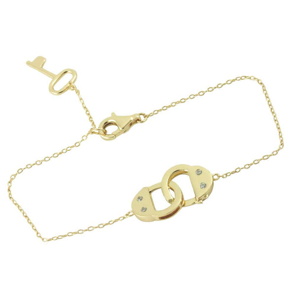 Gold-Dipped Handcuff Bracelet with Key Charm