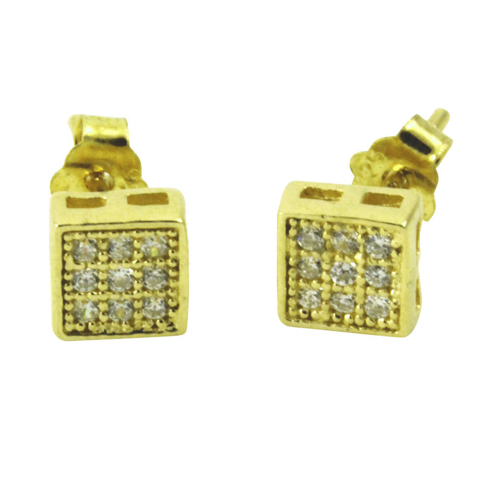 "Tiny" Square Pave CZ Stud Earrings Mini