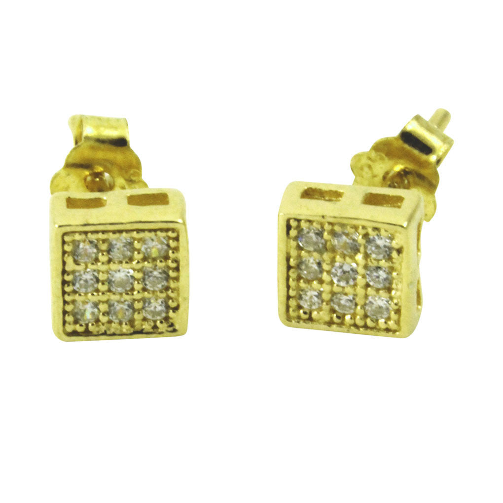 "Tiny" Square Pave CZ Stud Earrings Mini