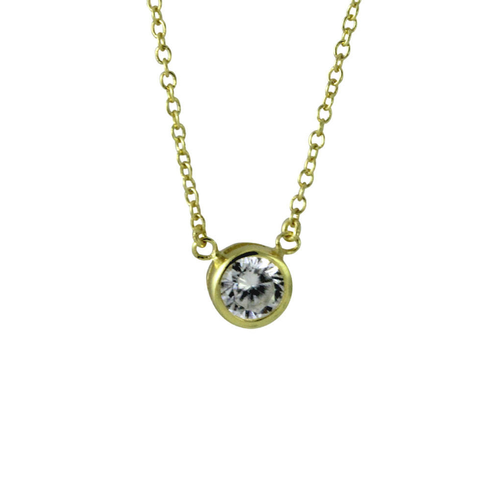 Gold-Dipped CZ Solitaire Necklace