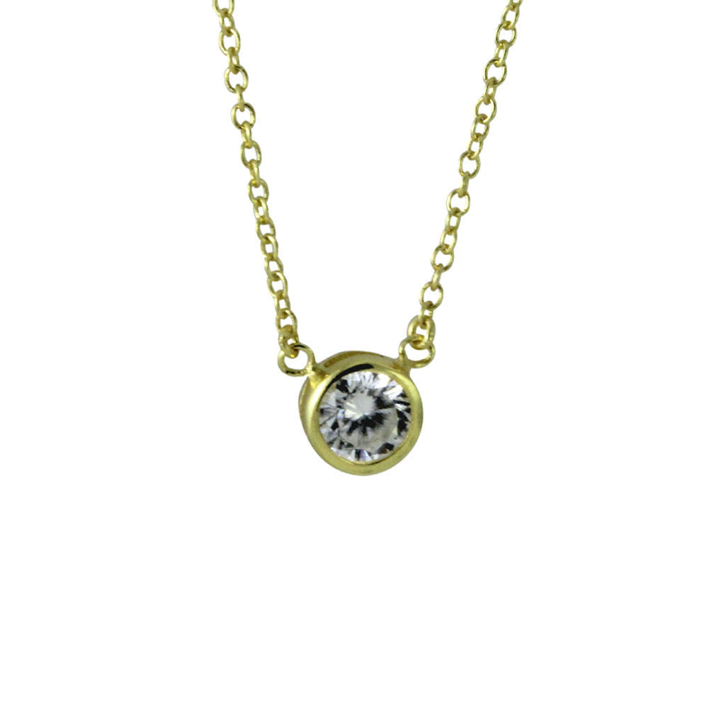 Gold-Dipped CZ Solitaire Necklace