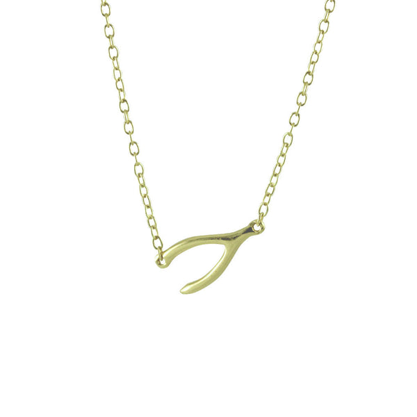 Gold-Dipped Mini Sideways Wishbone Necklace