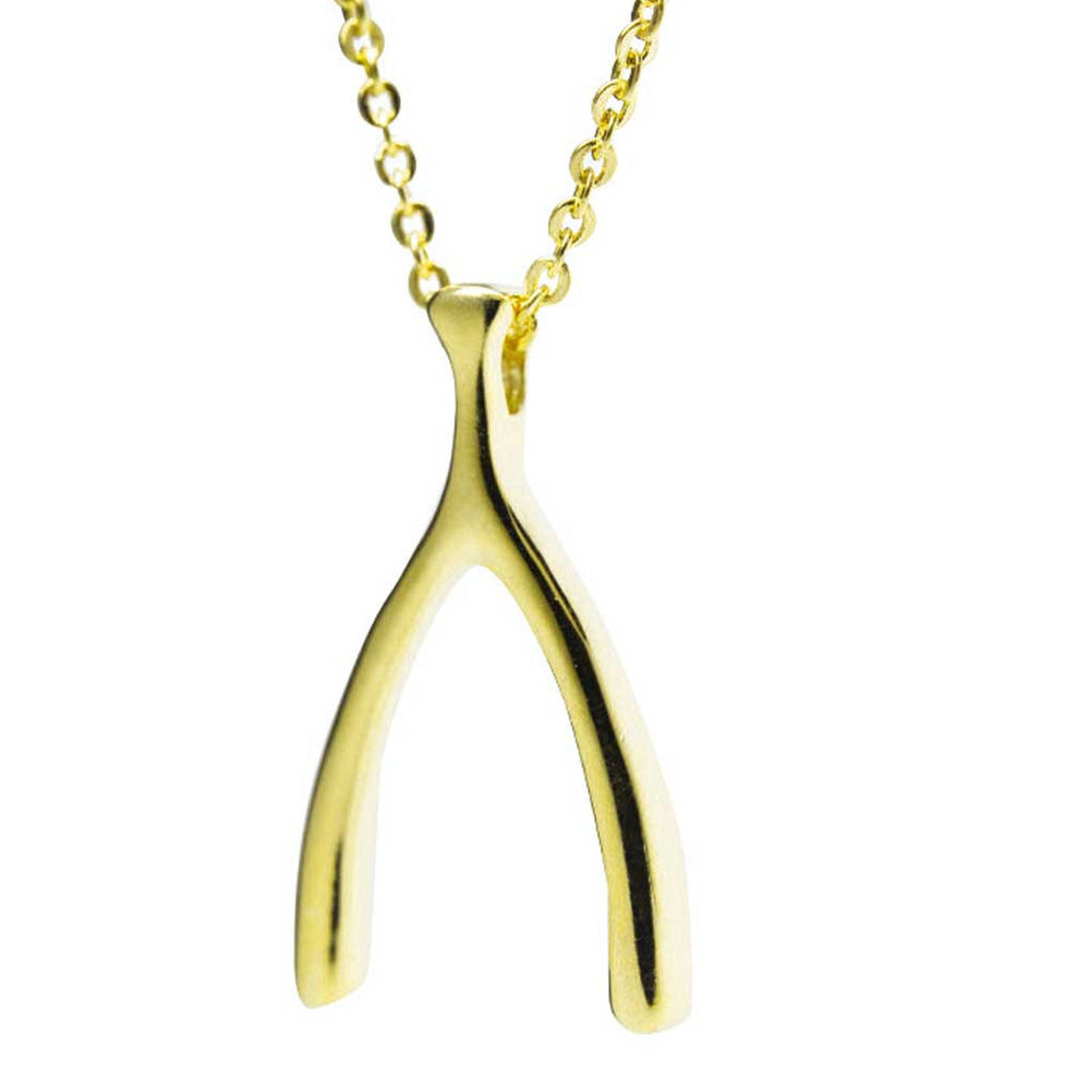 Gold-Dipped Wishbone Necklace