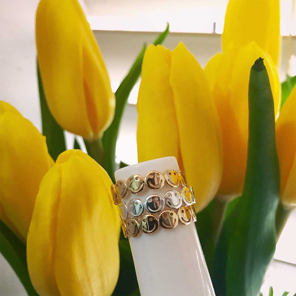 Sterling Happy Face Band Ring