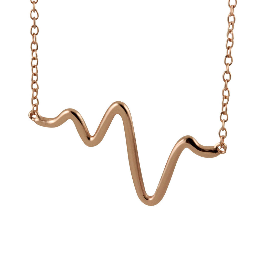 Rosy "Heartbeat" EKG Necklace 17 inch