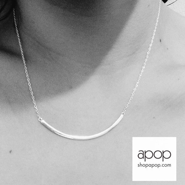 Simple Sterling Silver Horizontal Bar Pendant Necklace
