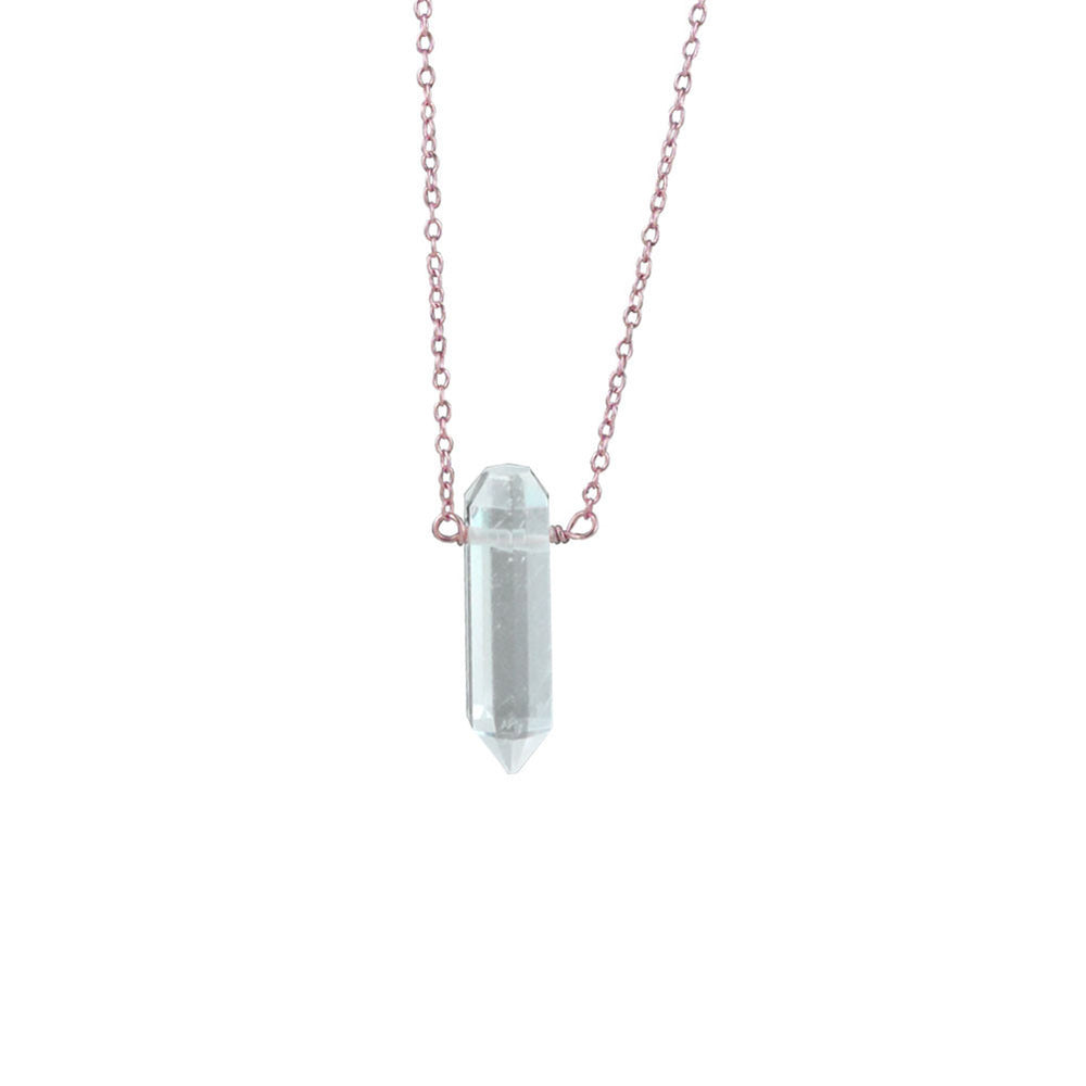 Rosy Krystal Spike Pendant Necklace