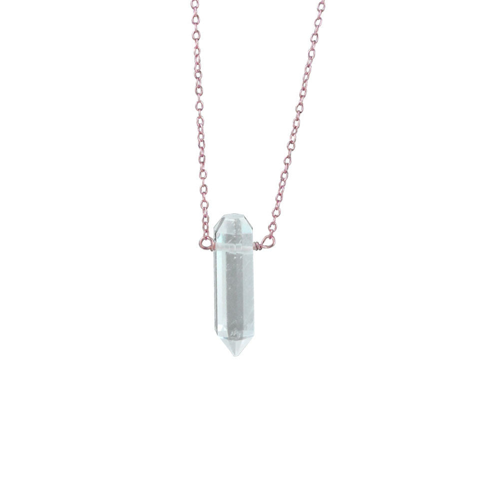 Rosy Krystal Spike Pendant Necklace