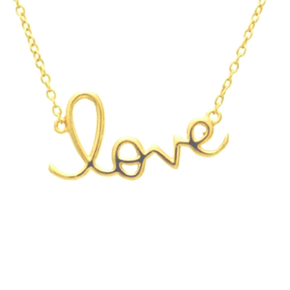 Gold-Dipped Cursive "Love" Pendant Necklace