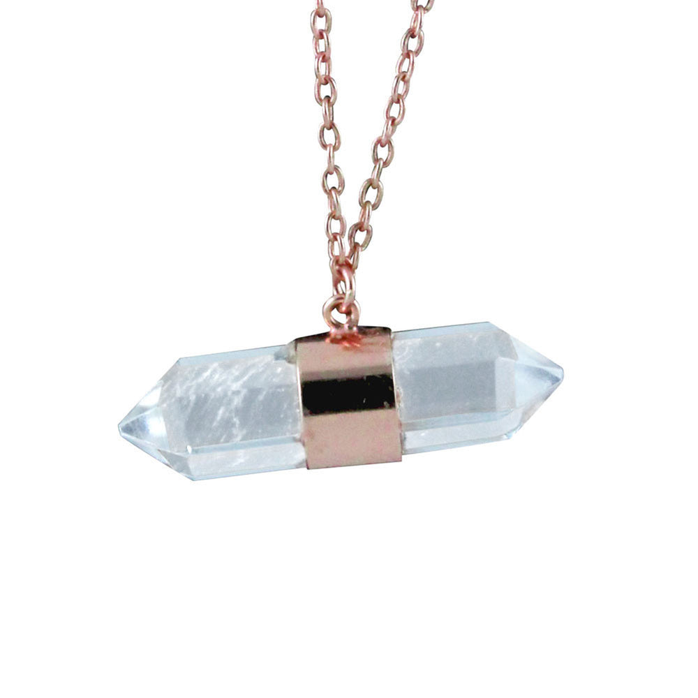 Rosy Krystal Balance Spike Necklace