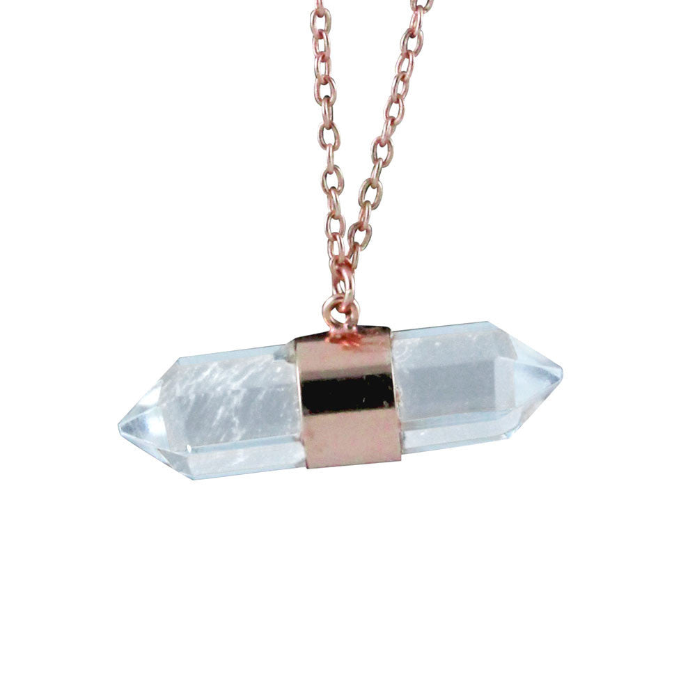 Rosy Krystal Balance Spike Necklace