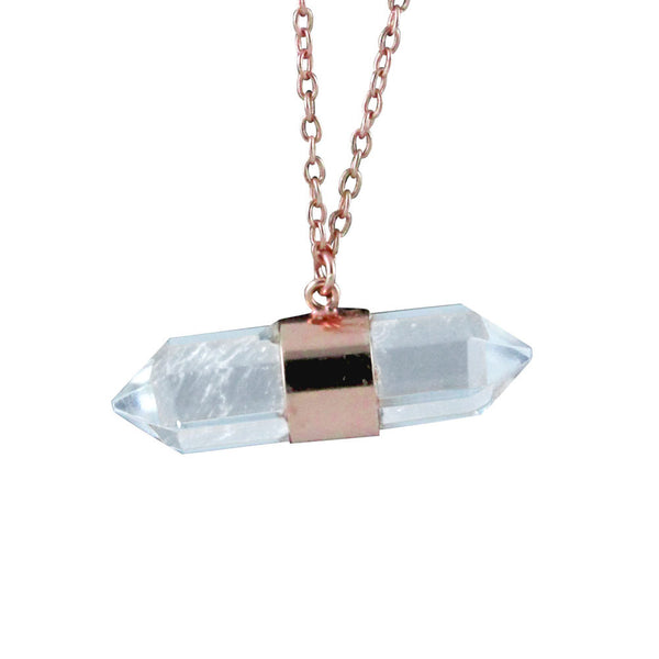 Rosy Krystal Balance Spike Necklace