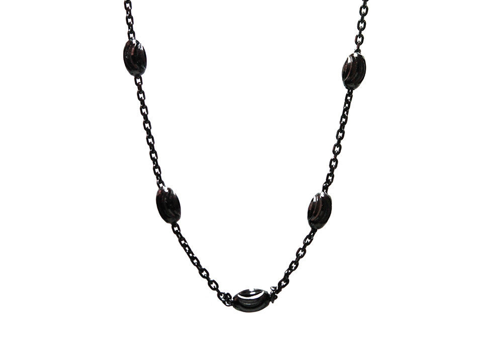 "Luna" Blackened Silver Plated Chain Necklace 30 inch