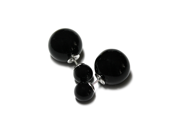 Blackened Double-Sided Earrings Sterling Silver Post