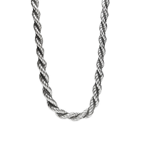 Two-Tone Sterling & Black Rope Chain Necklace