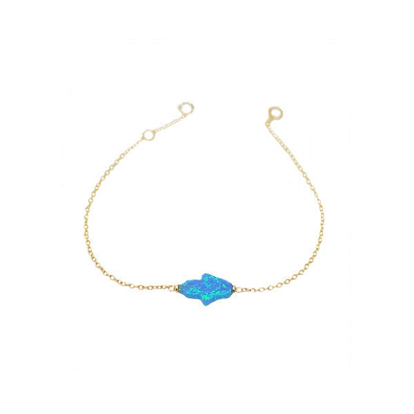 Gold-Dipped Blue Opal Hamsa Bracelet