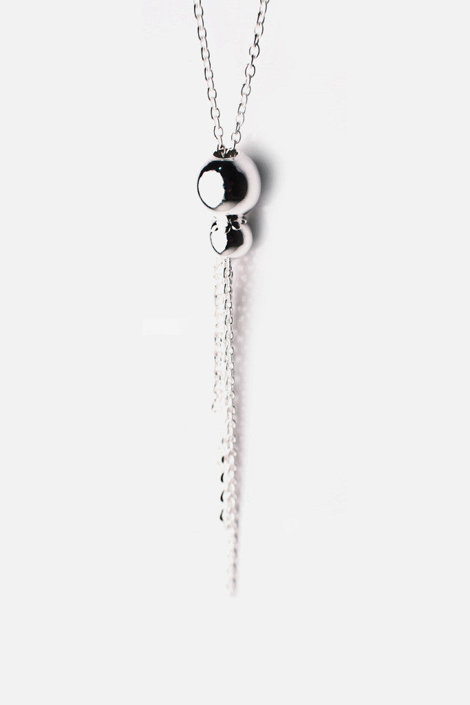 Sterling SIlver Bead Tassel Chain Necklace