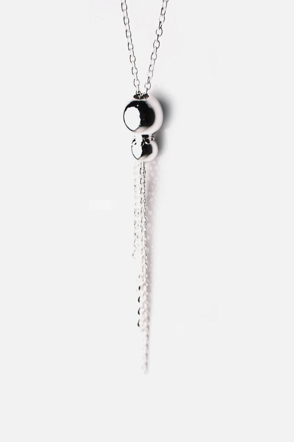 Sterling SIlver Bead Tassel Chain Necklace