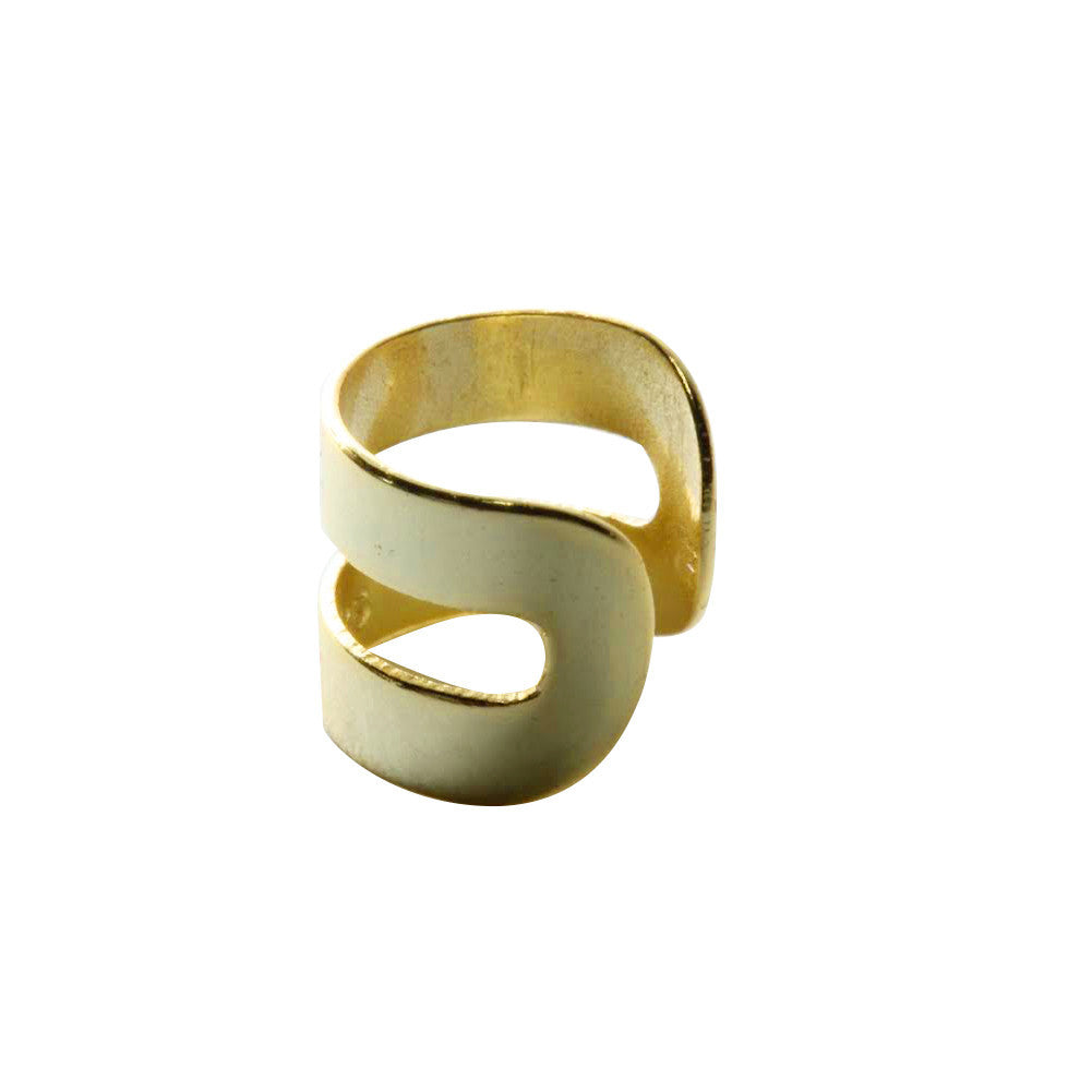 Gold-Dipped Wide Double Band Ear Cuff