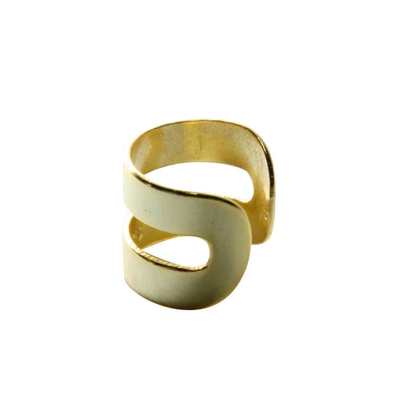 Gold-Dipped Wide Double Band Ear Cuff