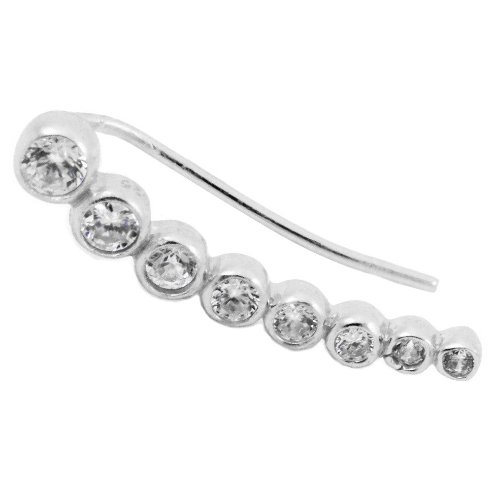 Sterling Silver CZ Ear Pin Climber Earring Studs