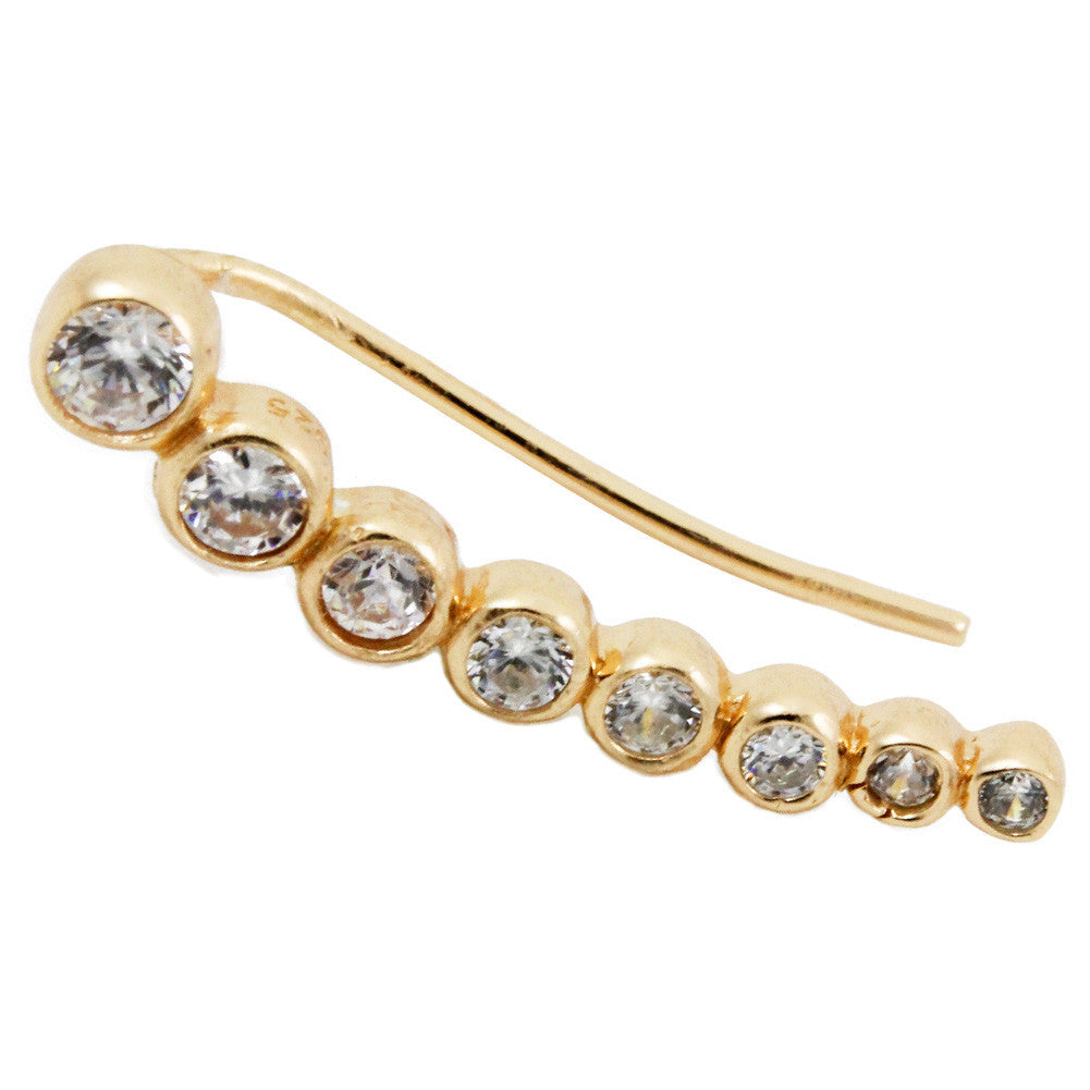 Gold-Dipped CZ Ear Pin Climber Earring Studs