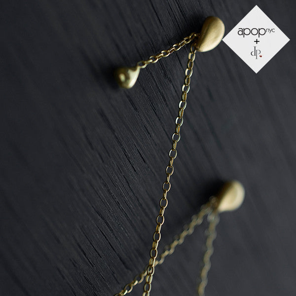 Daphne P. Matte Gold Vermeil Teardrop Chain Earrings