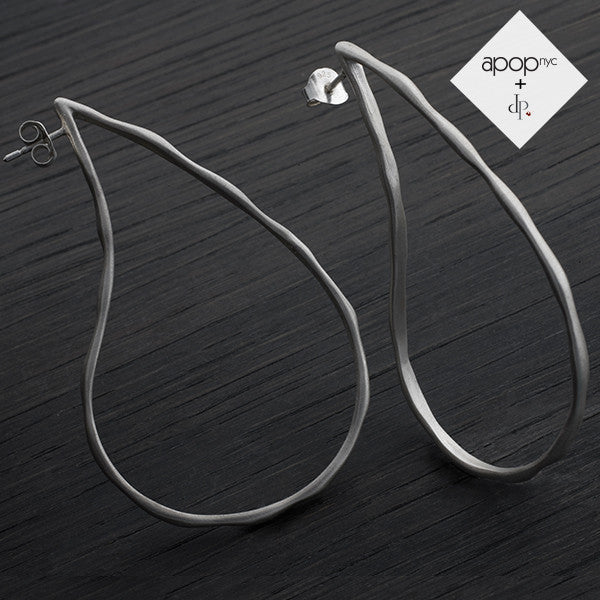 Daphne P. Hammered Matte Sterling Silver Open Teardrop Earrings