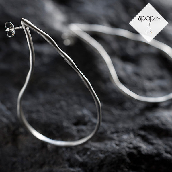 Daphne P. Hammered Matte Sterling Silver Open Teardrop Earrings