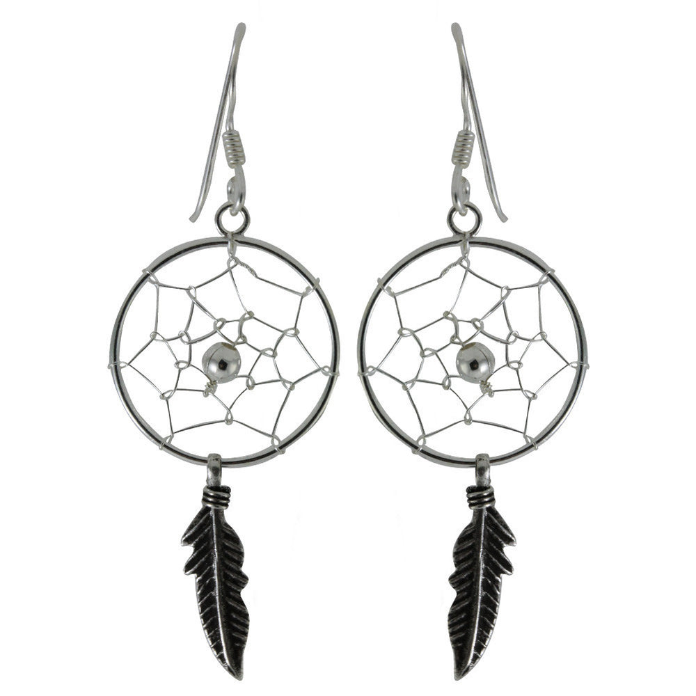 Sterling Silver DreamCatcher Dangle Earrings