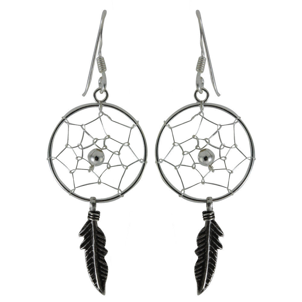 Sterling Silver DreamCatcher Dangle Earrings