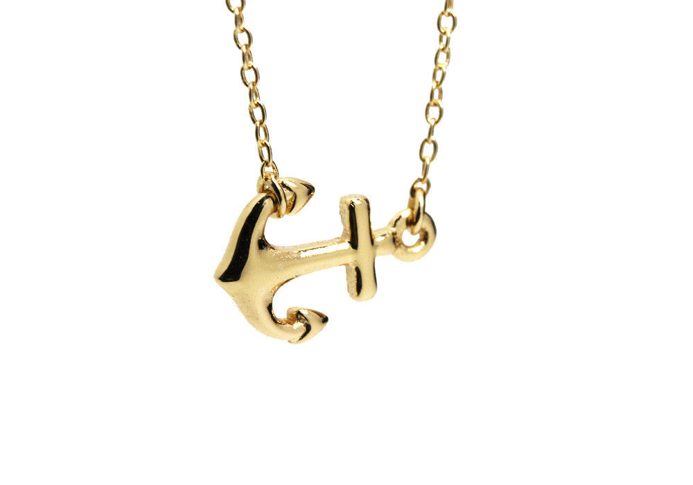 Gold-Dipped Sailing Anchor Necklace