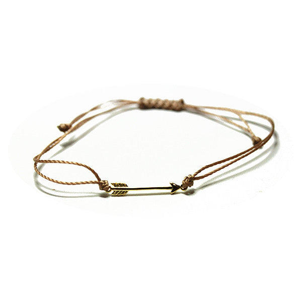 Gold-Dipped Chevron Arrow Tan String Bracelet