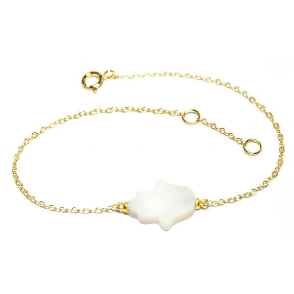 Gold-Dipped Mother of Pearl Hamsa Bracelet