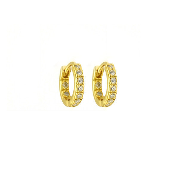 "InsideOutside" Gold-Dipped Round CZ Huggie Mini Hoops Earrings