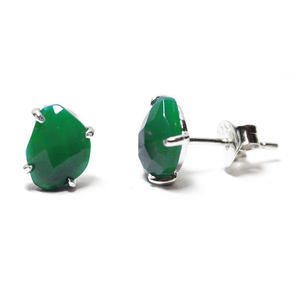 Sterling Silver Blue Agate Stud Earrings Mini